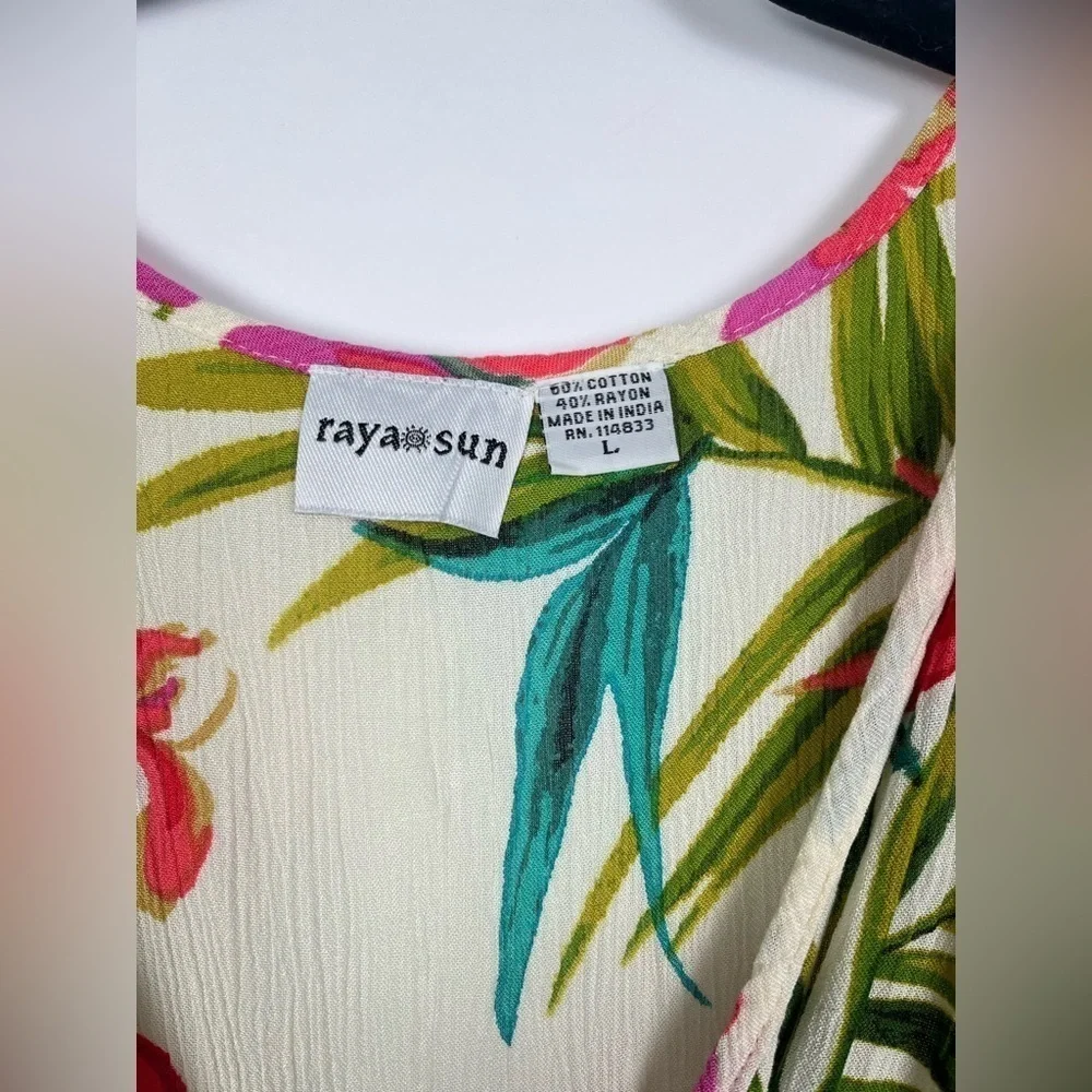2/$30 Raya Sun Tropical Print Beach Cover-Up Swim Dress - Size Large